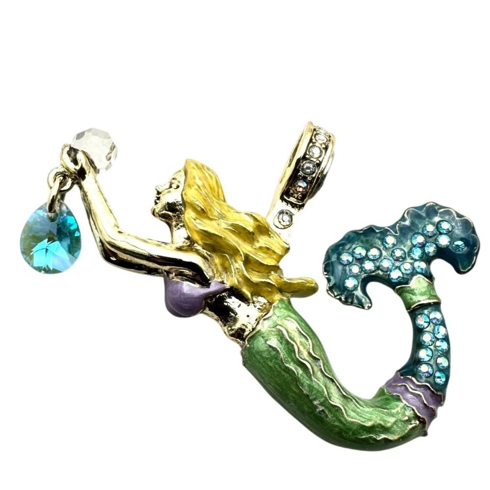 Kirks Folly Womens Crystal Magnetic Enhancer Pendant Mermaid Blue